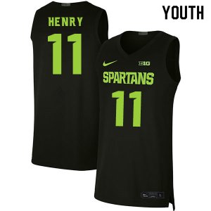 Youth Aaron Henry Michigan State Spartans #11 Nike NCAA 2020 Black Authentic College Stitched Basketball Jersey PI50J88YH